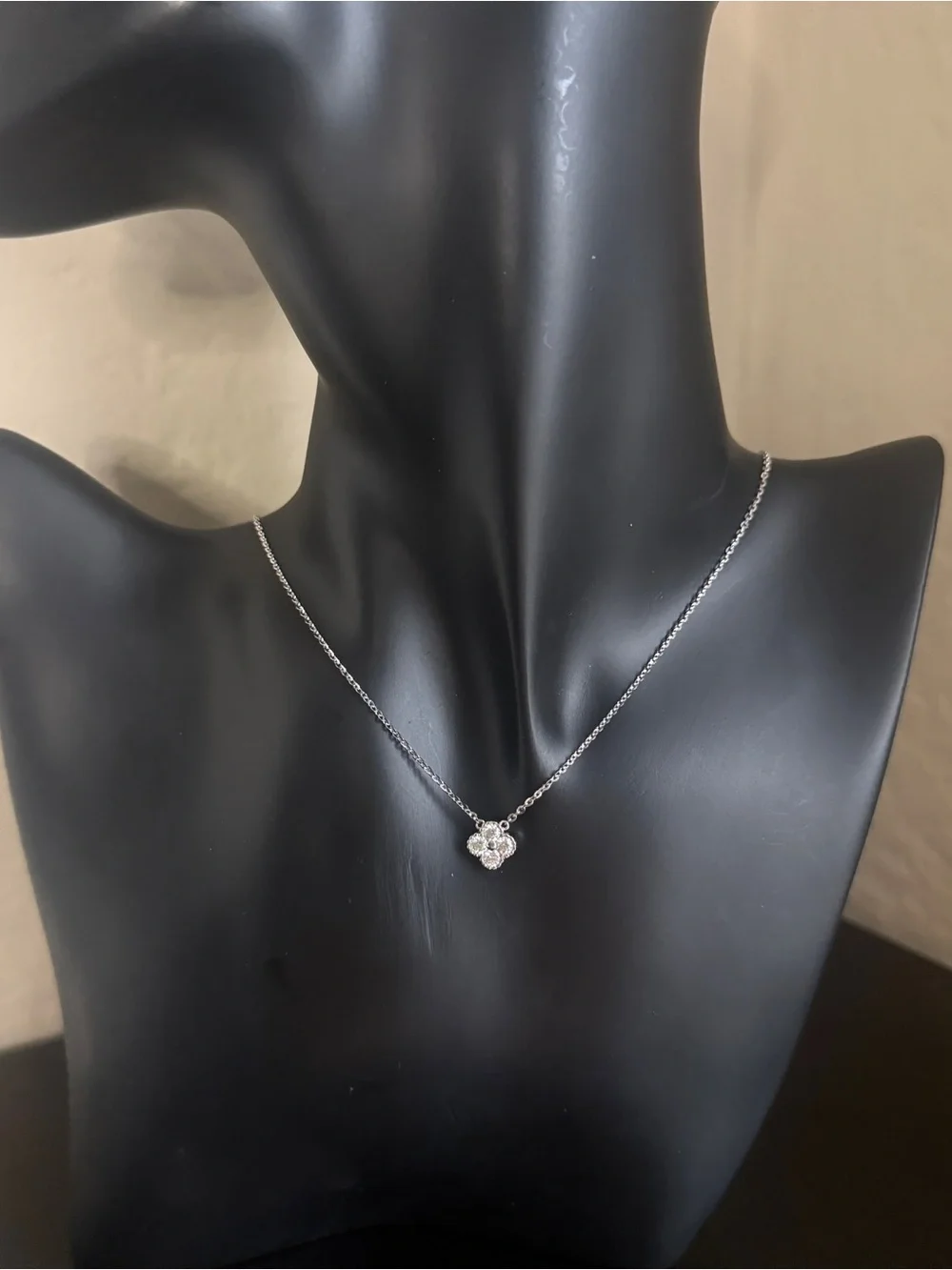 New 0.10 CTW D-Color Moissanite Clover Necklace - 925 Silver GRA